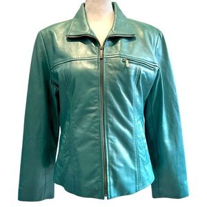 Saguaro Ice Aqua Shimmer Leather Jacket Size M
